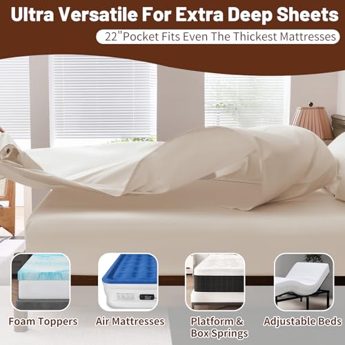 Overket Extra Deep Pocket King Sheets 18-24 Inch Linen 1000 TC Egyptian Cotton