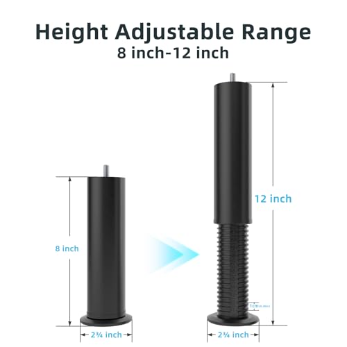 6Pcs Adjustable Metal Bed Legs 8-12 Inch Support Heavy Duty M8 M10 Thread for Bed Frame, Sofa, Cupboard, Desk