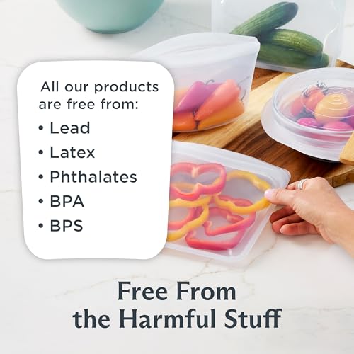 Reusable Silicone Food Storage Bags & Stretch Lids Kit - 10 Pack - Clear