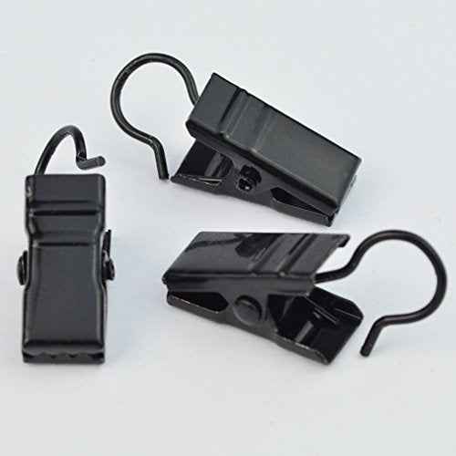 baotongle 24pcs Small Curtain Clips Stainless Steel Hooks for Hanging Clip Photo Clips Awning Lights Curtain Clips for Camp Tent Light Photo Art Indoor Outdoor Halloween Christmas(Black, 24)