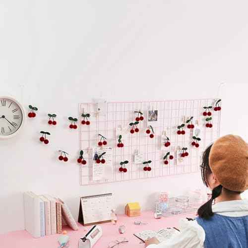 3 Pack Cherry Garland Decoration Felt Cherries Birthday Garlands Banner DIY Fruit Hanging Decorations Home Decor Garland Decorations for Christmas Birthday Wedding Fireplace Decor