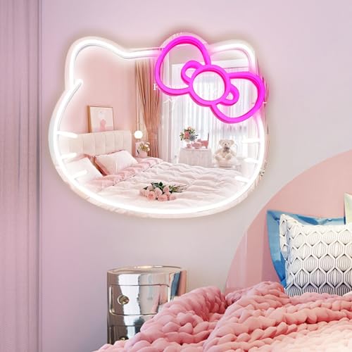 Neon Sign Mirror Wall Decor with Light - 14.6 x 12.2 Inch Teen Girl Gift