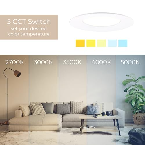 6in White LED Recessed Retrofit Light with Adjustable CCT - Pack of 4