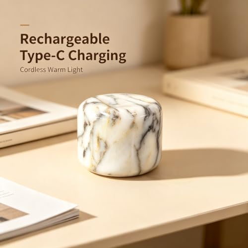 Natural Marble Lamp Cordless Pat Control Night Light Rechargeable