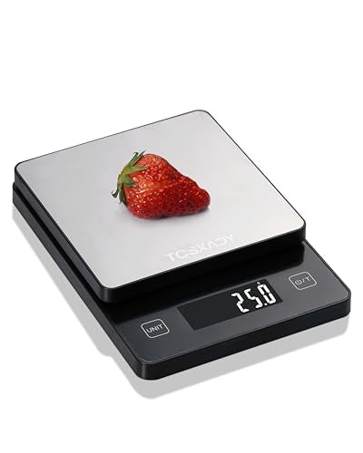 Tcsxady Food Scale, 11lb Digital Kitchen Scale with 6 Units LCD Display and Tare Function,Compact Design for Baking,Healthy Cooking,Meal Prep, 304 Stainless Steel