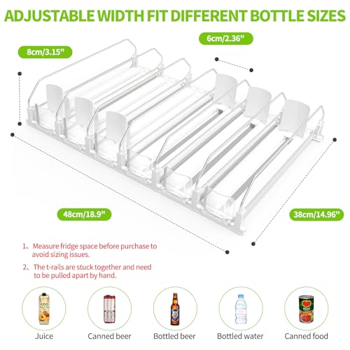 Coanto 6-Row Fridge Drink Organizer with Automatic Pusher, Holds 30 Cans/Bottles