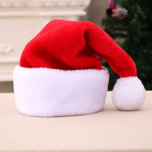 Red Santa Hat with White Cuffs - Short Plush Christmas Adult Costume Hat
