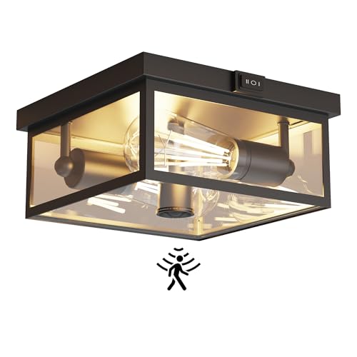 10.5-Inch Outdoor Ceiling Light with Motion Sensor Flush Mount Exterior Fixture