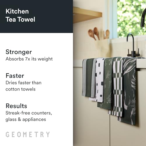 All Lined Up Kitchen Tea Towels - Microfiber Dish Towels, 5 Pack, Meadow