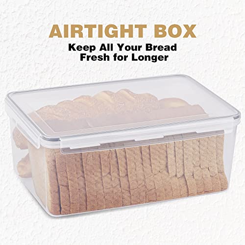 Large Airtight Bread Box Set of 2 - Food Grade Plastic Storage Containers 11.6 Qt