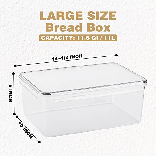 Large Airtight Bread Box Set of 2 - Food Grade Plastic Storage Containers 11.6 Qt