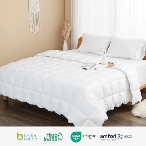 Sunflower White Queen Size Lightweight Cotton Duvet Insert Summer Bedding