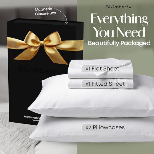 King Size Bamboo Viscose Sheets Set - Deep Pocket Cooling Bed Sheets with Magnetic Closure - White - 4 Piece