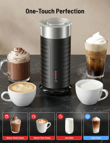 PARIS RHÔNE Jet Waterproof Milk Frother & Steamer 4-in-1 Hot Cold Foam Maker