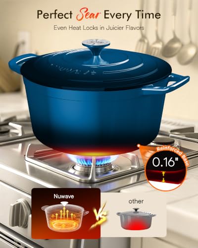 Nuwave Santorini 6 Qt PFAS-Free Enamel Cast Iron Dutch Oven with Lid