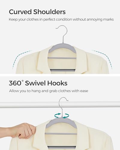 Space-Saving Plastic Coat Hangers Pack of 50 - Light Gray & Dark Gray