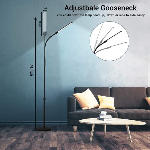 Black LED Floor Lamp with Adjustable Height & Remote Control - Modern Reading Light