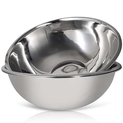 30 Quart Stainless Steel Mixing Bowls Set - 3 Nesting Large Food Prep Bowls