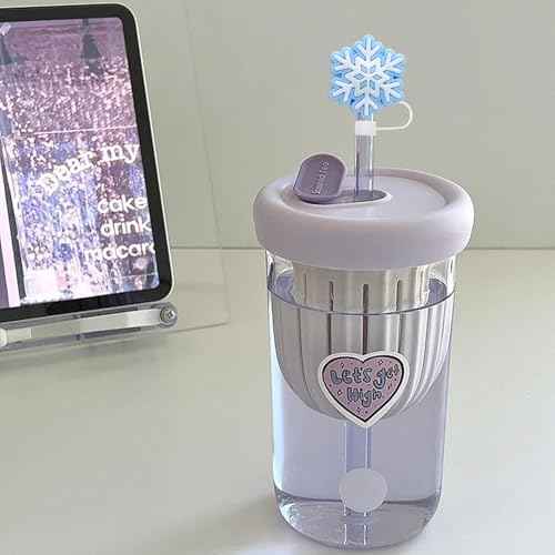 Christmas Straw Toppers 6Pcs Snowflake Straw Covers Reusable Drinking Straw Cover Caps Xmas Straw Topper Cute Design Snow Straw Tips Lids 10mm Christmas Straw Cover Set, Stanley Cup Accessories