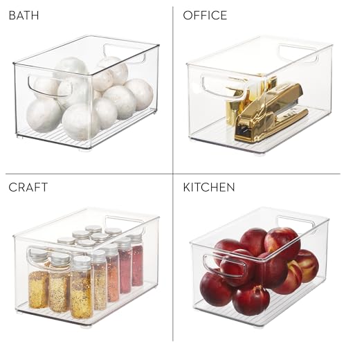 Set of 6 Clear Plastic Stackable Storage Bins - Kitchen, Pantry, Closet Organization