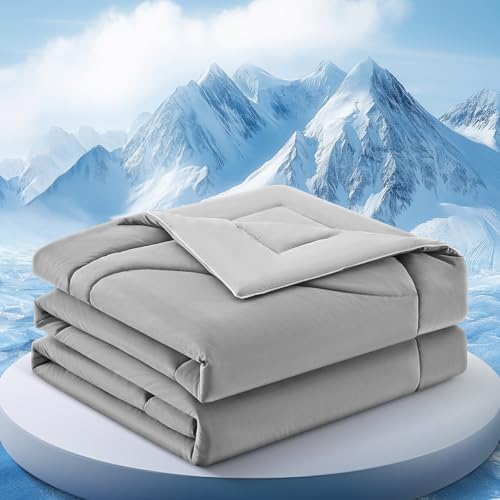 FineMay Cooling Queen Comforter Light Grey 80x90 for Hot Sleepers