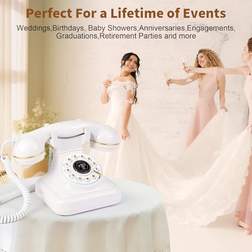 Retro Audio Guest Book Phone for Weddings & Parties - White