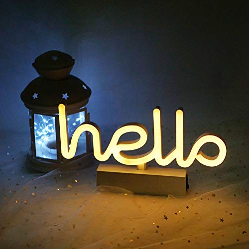 Neon Indoor Night Light, Battery Operated & USB Powered Glowing Neon Decorative Sign LED Light for Room Party Festival Decorations (Warm White)