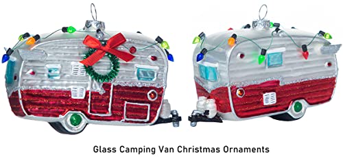 Glass Camper Ornament for Christmas Tree Decorations