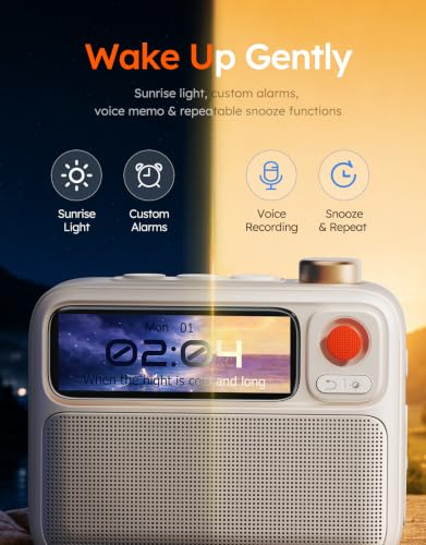 Divoom Flowtoo White Noise Machine with Bluetooth Speaker & Alarm Clock - Calming Visual Display, Bedside Sleep Aid