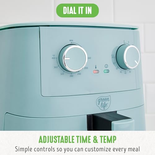 GreenLife 4.5QT Mechanical Air Fryer - Blue Haze, PFAS-Free Ceramic Nonstick