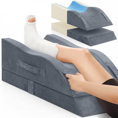 TranquilRelax Grey Leg Elevation Pillow for Post-Surgery, Single Leg, Adjustable Height