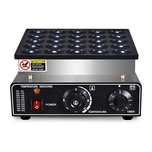 AEYDJXMER 110V Commercial Mini Pancake Maker 25pcs Non-Stick Dutch Poffertjes Grill