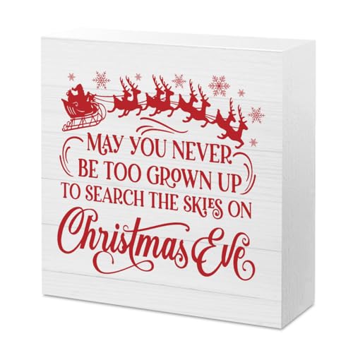 Gejoyse Christmas Eve Sign - 5x5in Wooden Plaque for Office & Desk Decor