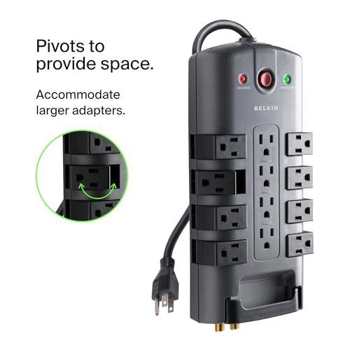 Belkin Surge Protector Power Strip w/ 8 Rotating & 4 Standard Outlets