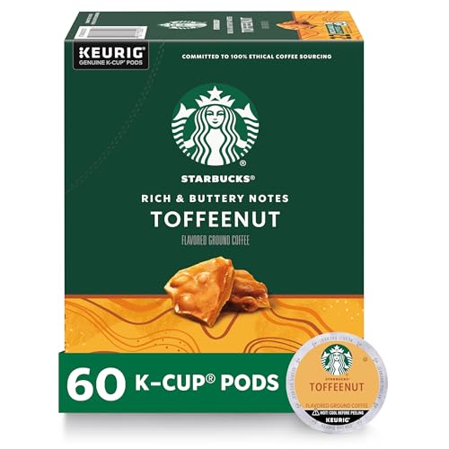 Starbucks Toffeenut Flavored K-Cup Coffee Pods - 10 Count Pack of 6 - Hot or Iced