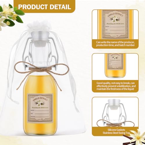 20 Pack 4 oz Swing Top Glass Bottles for Food Storage & DIY Vanilla Extract