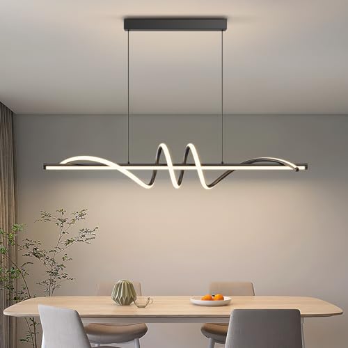 A-Black 39in Dimmable LED Pendant Light with Remote Control - Adjustable Color Temperature for Kitchen & Dining