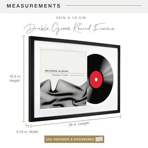MCS Double Mat Record Album Frame 16.5x25 Black with White Mat - 1 Pack