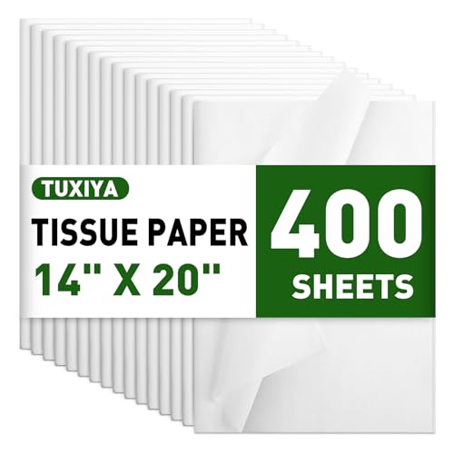 TUXIYA 400 Pcs White Tissue Paper 14x20 for Gift Wrapping Bulk Pack
