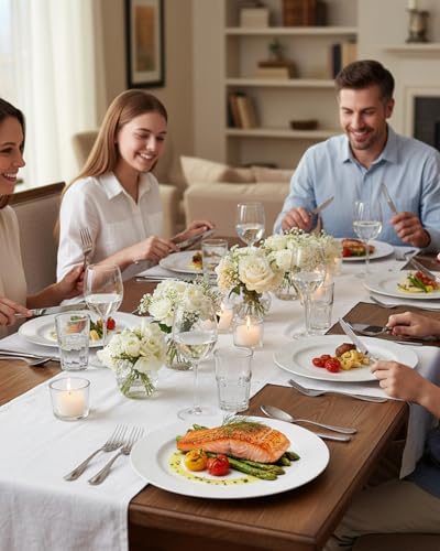 Disposable Dinner Plates - 10.25 Inch White Plastic Plates - Pack of 100 - Perfect for Parties & Weddings