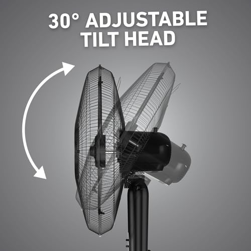 Large 18-Inch Oscillating Stand Fan - 3-Speed Adjustable Height & Tilt