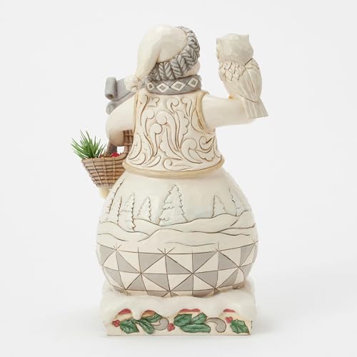 Enesco Jim Shore Heartwood Creek White Woodland Snowman Figurine with Basket, 10.25 Inch