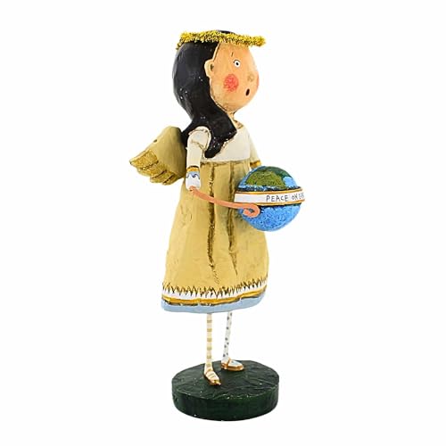 Lori Mitchell Angel of Peace Polyresin Figurine 8 In World Globe