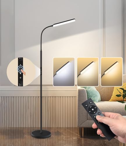 Dimunt Black LED Floor Lamp with Stepless Dimming & Color Temp Adjustment