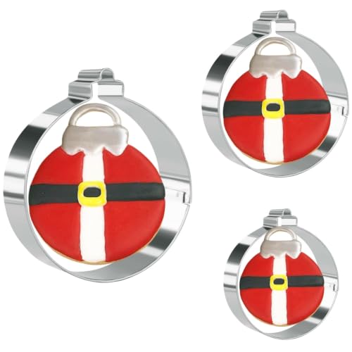 KAISHANE 3-Piece Christmas Cookie Cutter Set with Light & Ornament Shapes for Baking