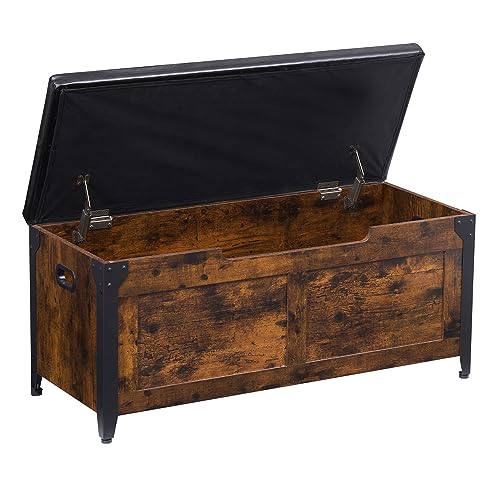 Rustic Brown Storage Chest with Safety Hinge - 39.4 Inches
