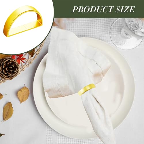GERILKAI 16 Pcs Gold Semicircle Napkin Rings - Stainless Steel Dinner Decor