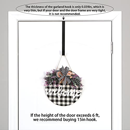 Sattiyrch Matte Black 12-Inch Ultra Slim Over-the-Door Wreath Hanger - Damage-Free Seasonal & Year-Round Decor