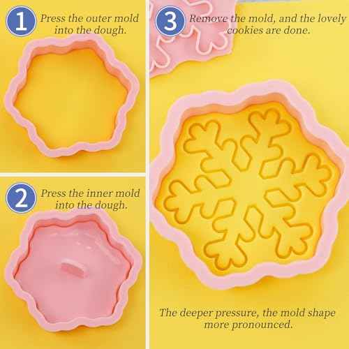 Snowflake Cookie Cutters Set 8 Pcs 3D Winter Holiday Cookies Cutter for Party Christmas Decoration (Xmas Snowflake)