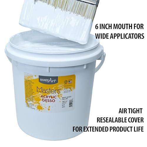 Handy Art Little Masters White Gesso - 128 Fl Oz Gallon Acrylic Primer for Artists & Students - Bulk Art Supplies